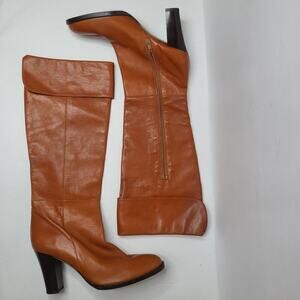 LUMIANI Tall Cognac High Heel Leather Boot Size 7.5